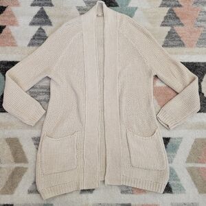 ESQUALO Boutique Cream Chunky Open Knit Cardigan Sweater Size Medium